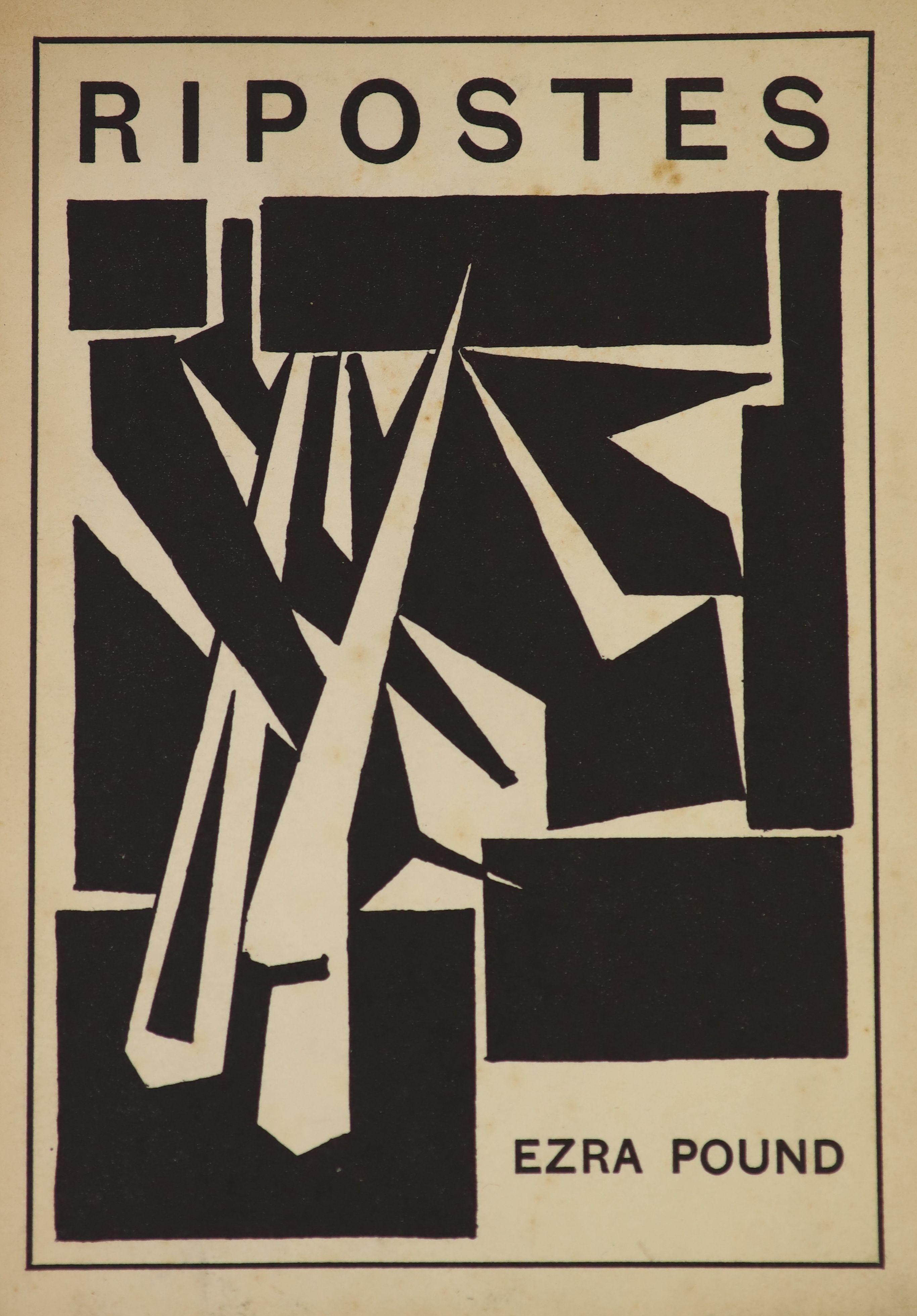 Pound, Ezra - Ripostes, 1st edition, one of 400, papers wrappers, with a Cubist design by Dorothy Pound printed in black, Elkin Mathews, London, 1915